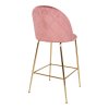 Lausanne Bar Chair - barová stolička, zamat, ruža, mosadzný vzhľad nôh HN1214