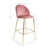 Lausanne Bar Chair - barová stolička, zamat, ruža, mosadzný vzhľad nôh HN1214