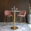 Lausanne Bar Chair - barová stolička, zamat, ruža, mosadzný vzhľad nôh HN1214