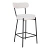 Badalona Counter Chair - Stolička za pultom, bouclé, biela, čierne nohy HN1270
