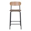 Estepona Counter Chair - stolička za pultom, opierka z jaseňového dreva, hnedé sedadlo s čiernymi nohami HN1269