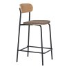 Estepona Counter Chair - stolička za pultom, opierka z jaseňového dreva, hnedé sedadlo s čiernymi nohami HN1269
