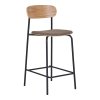 Estepona Counter Chair - stolička za pultom, opierka z jaseňového dreva, hnedé sedadlo s čiernymi nohami HN1269