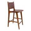 Perugia Counter Chair - stolička za pultom, koža, hnedá, teakové nohy