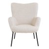 Glasgow Chair - Stolička, umelá jahňacia koža, biela, čierne nohy HN1090