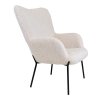 Glasgow Chair - Stolička, umelá jahňacia koža, biela, čierne nohy HN1090