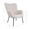 Glasgow Chair - Stolička, umelá jahňacia koža, biela, čierne nohy HN1090