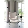 Glasgow Chair - Stolička, umelá jahňacia koža, biela, čierne nohy HN1090