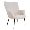 Glasgow Chair - Stolička, umelá jahňacia koža, biela, čierne nohy HN1090