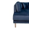 Lido U-Sofa Open End - U-Sofa Open End, pravá strana, tmavomodrý zamat, štyri vankúše a nohy z prírodného dreva HN1005