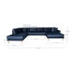 Lido U-Sofa Open End - U-Sofa Open End, pravá strana, tmavomodrý zamat, štyri vankúše a nohy z prírodného dreva HN1005