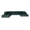 Lido U-Sofa Open End - Lido U-Sofa Open End, pravá strana, tmavozelený zamat, štyri vankúše, nohy z prírodného dreva HN1006