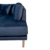 Lido U-Sofa Open End - U-Sofa Open End, ľavá strana v tmavomodrom zamate so štyrmi vankúšmi a nohami z prírodného dreva HN1005