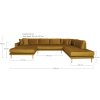 Lido U-Sofa Open End - U-Sofa Open End , ľavá strana v horčicovo žltom zamate so štyrmi vankúšmi a nohami z prírodného dreva HN1004