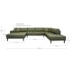 Lido U-Sofa Open End - U-Sofa Open End , ľavá strana v olivovo zelenej farbe so štyrmi vankúšmi a čiernymi drevenými nohami HN1020