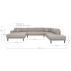 Lido U-Sofa Open End - U-Sofa Open End, ľavá strana v kamennej farbe so štyrmi vankúšmi a čiernymi drevenými nohami HN1030