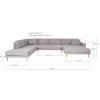 Lido U-Sofa Open End - U-Sofa Open End, pravé prevedenie, svetlosivá farba so štyrmi vankúšmi a nohami z prírodného dreva HN1040