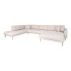 Lido U-Sofa Open End - U-Sofa Open End, pravá strana v pieskovej farbe so štyrmi vankúšmi a nohami z prírodného dreva HN1050
