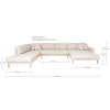 Lido U-Sofa Open End - U-Sofa Open End, pravá strana v pieskovej farbe so štyrmi vankúšmi a nohami z prírodného dreva HN1050