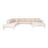 Lido U-Sofa Open End - U-Sofa Open End, pravá strana v pieskovej farbe so štyrmi vankúšmi a nohami z prírodného dreva HN1050