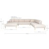 Lido U-Sofa Open End - U-Sofa Open End, ľavá strana v pieskovej farbe so štyrmi vankúšmi a nohami z prírodného dreva HN1050