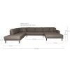 Lido U-Sofa Open End - U-Sofa Open End, pravé prevedenie, hnedá farba so štyrmi vankúšmi a čiernymi drevenými nohami HN1055
