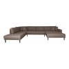 Lido U-Sofa Open End - U-Sofa Open End, pravé prevedenie, hnedá farba so štyrmi vankúšmi a čiernymi drevenými nohami HN1055