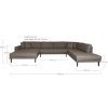 Lido U-Sofa Open End - U-Sofa Open End, ľavá strana v hnedej farbe so štyrmi vankúšmi a čiernymi drevenými nohami HN1055