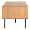 Konferenčný stolík Kyoto - Konferenčný stolík, 2 zásuvky, dubová dyha, prírodná farba, čierne kovové nohy 50x100x45 cm