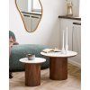 Noli Side Table - Bočný stolík, keramická doska/dýha, biela/tmavohnedá ø40x38 cm