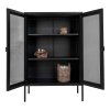 Melbourne Cabinet - Skriňa, 2 sieťované dvere, oceľ, čierna 80x40x120 cm