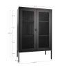 Melbourne Cabinet - Skriňa, 2 sieťované dvere, oceľ, čierna 80x40x120 cm