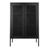 Melbourne Cabinet - Skriňa, 2 sieťované dvere, oceľ, čierna 80x40x120 cm