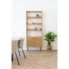 Kyoto Book Shelf - Regál na knihy, 2 dvierka, 4 police, dubová dyha, prírodná farba, čierne kovové nohy 80x30x200 cm