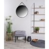Trapani Mirror - Zrkadlo, oceľ/umelá koža, čierna ø60 cm