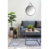 Trapani Mirror - Zrkadlo, oceľ/umelá koža, čierna ø60 cm