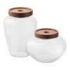 Maya Storage Jar - Skladovacie nádoby, sklo/akácia sada 2 ks